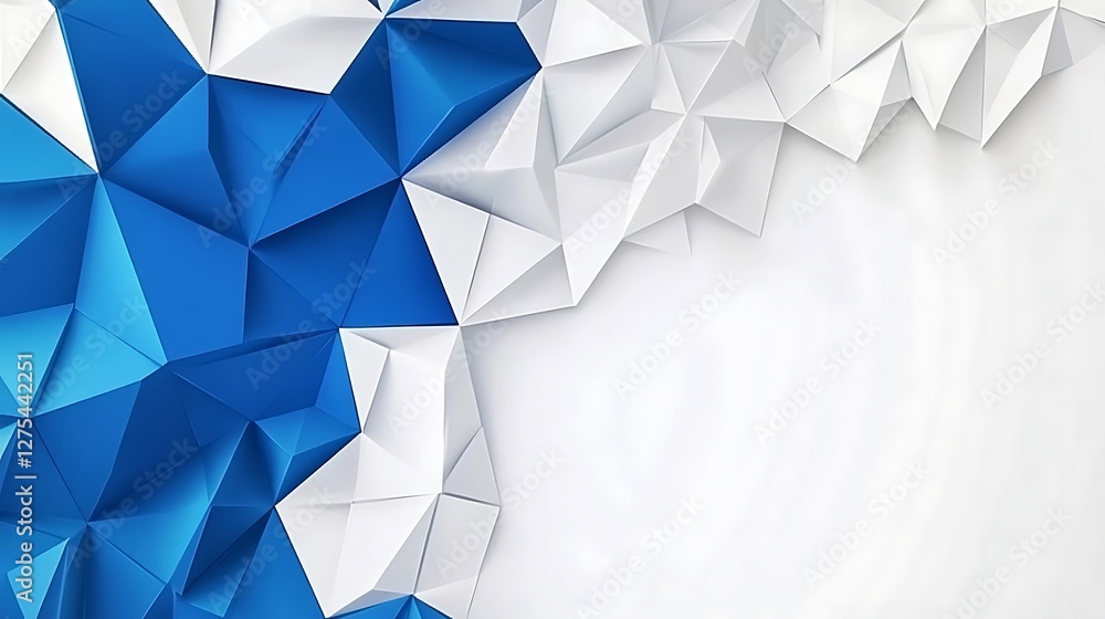 Poster abstract blue and white geometric triangular pattern