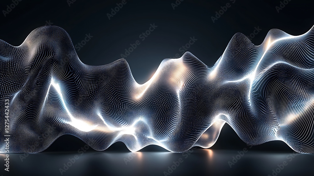 Aufkleber abstract wave pattern against a dark background, illustrating technology, or data flow visualization