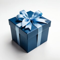 Obraz premium Blue Gift Box with Light Blue Ribbon