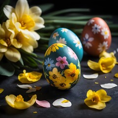 Easter Eggs with Daffodils