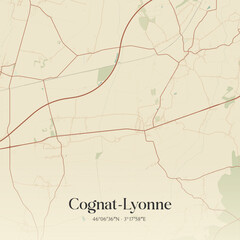 Obraz premium Vintage map of Cognat-Lyonne, France.