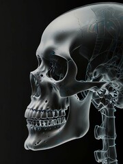 human skull x ray blue transparent