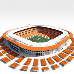 Obraz premium Aerial View of Modern Stadium with Orange Seating