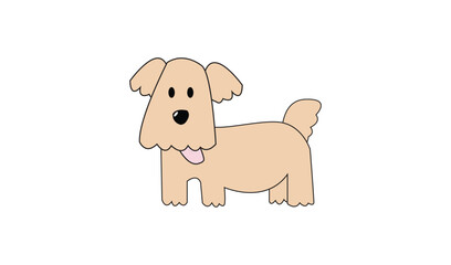 A cartoon brown pupy is depicted on a white background