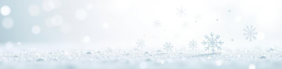 Delicate Snowflake Fragments Falling on White Background, Frost, Calming, Christmas