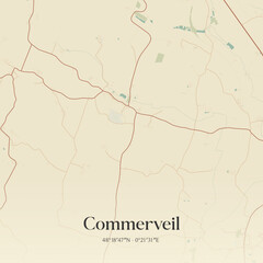 Obraz premium Vintage map of Commerveil, France.