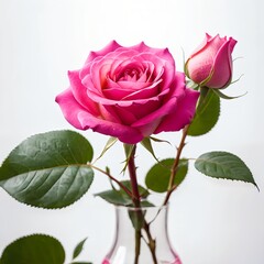 Fototapeta premium Pink Rose in Glass Vase