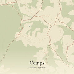 Obraz premium Vintage map of Comps, France.