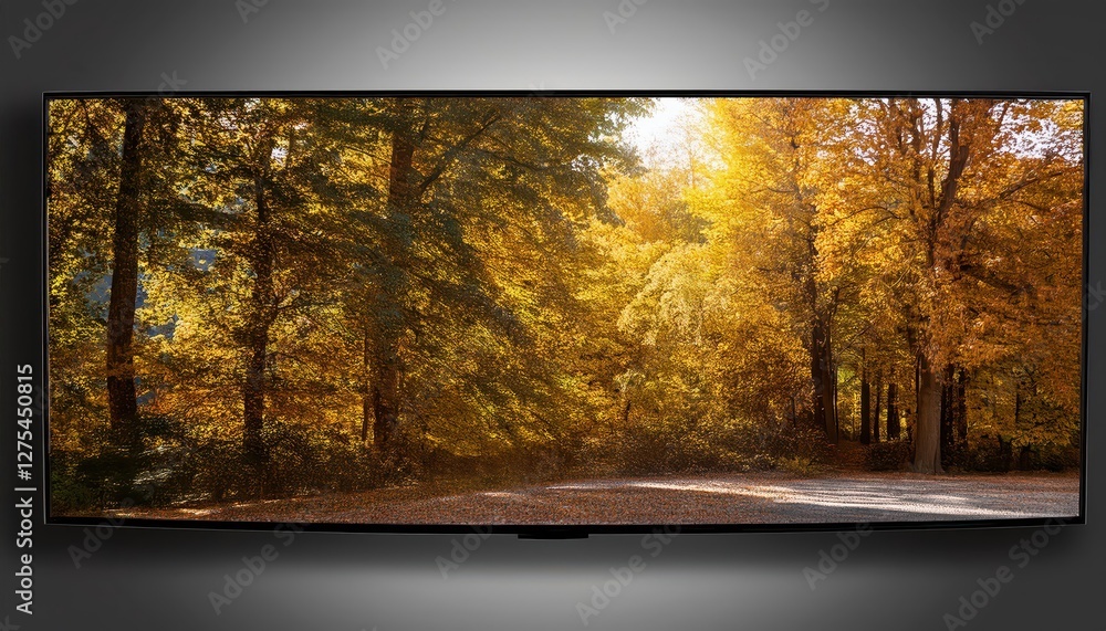 Poster modern stylish led lcd panel large computer monitor display mockup in a minimalist setting, showcasi
