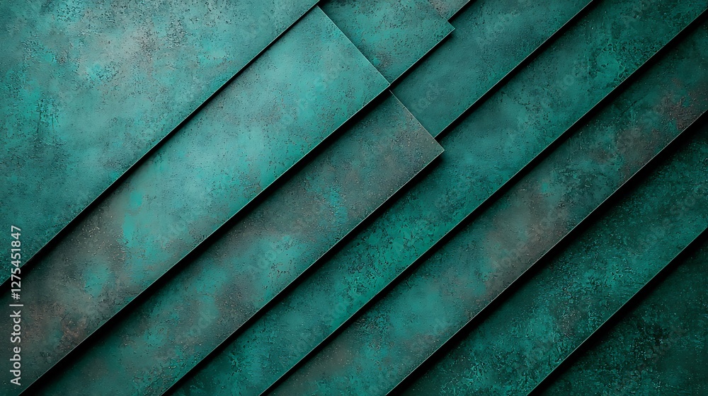 Aufkleber angled teal overlapping tiles background showing layers in a textured, abstract, decorative design