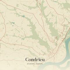 Obraz premium Vintage map of Condrieu, France.