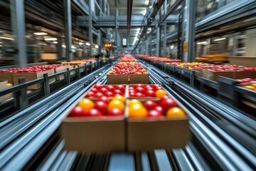 Tomatoes conveyor belt factory packaging processing
