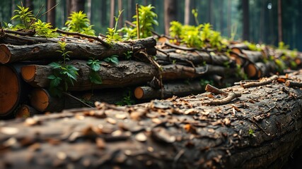 Obraz premium Illegal Logging's Climate Impact: Visualizing Global Warming