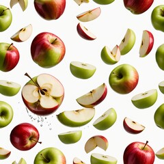 Flying Apples - Red and Green Apple Slices Splashing