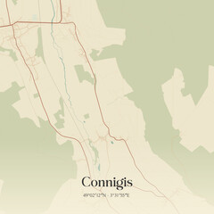 Naklejka premium Vintage map of Connigis, France.
