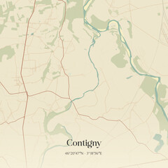 Vintage map of Contigny, France.