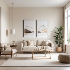 Minimalist Beige Living Room Interior Design