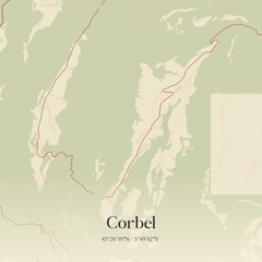 Vintage map of Corbel, France. © Rezona