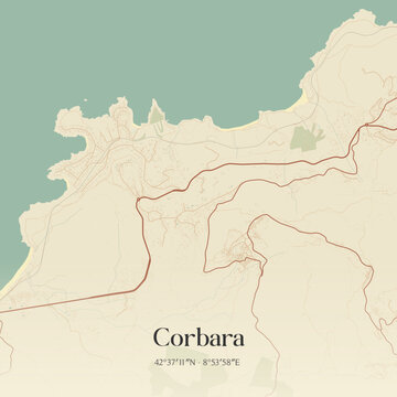 Vintage map of Corbara, France.