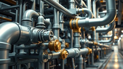 Industrial Piping System Close-up - Advanced Engineering, Maintenance, Seamless Operations