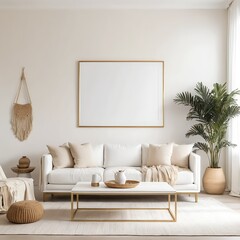 Modern Minimalist Living Room Interior Design Mockup