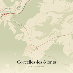 Obraz premium Vintage map of Corcelles-les-Monts, France.
