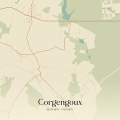 Obraz premium Vintage map of Corgengoux, France.