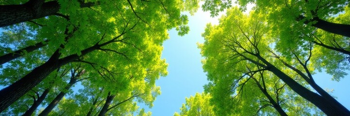 Trees and sky blend seamlessly under the canopy, sky, blend, seamless