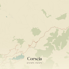 Fototapeta premium Vintage map of Corscia, France.
