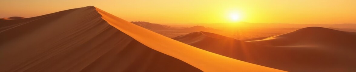 Warm light dances across sandy dune, evoking peacefulness and tranquility, still life, serene, warm glow