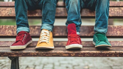 Urban Skateboarders Relaxing on Park Bench with Street Style Boards in Hand