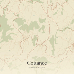 Fototapeta premium Vintage map of Cottance, France.