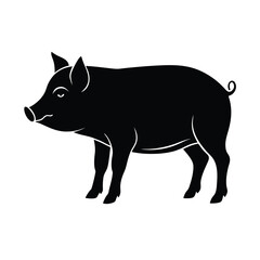 black and white pig vector