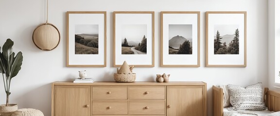 Neutral Tones Landscape Prints in Modern Child's Room