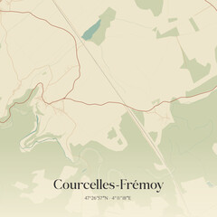 Obraz premium Vintage map of Courcelles-Frémoy, France.