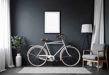 Stylish Interior Design with Vintage Bicycle and Modern Chair