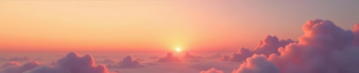 Fototapeta premium Softly fading orange hues across a serene sky with gentle clouds, serene, romantic