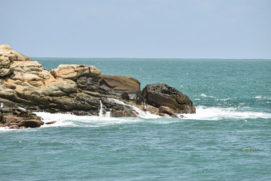 Blue sea on the shores of Puerto Escondido beach in Oaxaca
