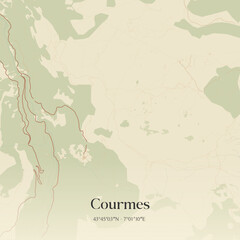 Obraz premium Vintage map of Courmes, France.