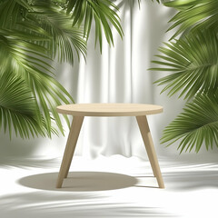 Fototapeta premium Tropical Wooden Table 3D Render