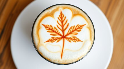 Maple Leaf Foam Latte Art, Perfect Coffee Drink