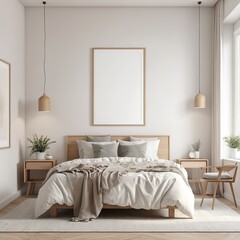 Modern Minimalist Bedroom Interior Design Mockup