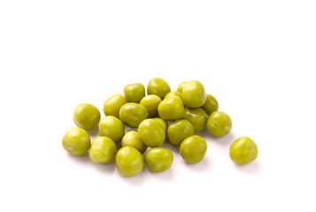 Marinated green peas  isolated on white background.
