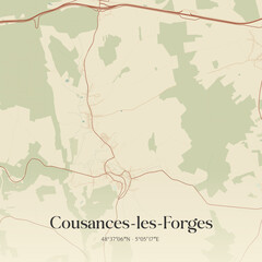 Fototapeta premium Vintage map of Cousances-les-Forges, France.