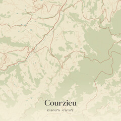 Fototapeta premium Vintage map of Courzieu, France.