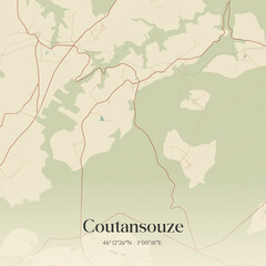 Obraz premium Vintage map of Coutansouze, France.