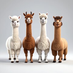 Fototapeta premium Four Cartoon Alpacas