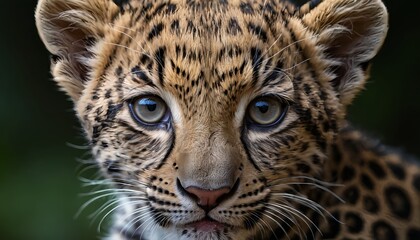Close-up of a Leopard Cub's Face