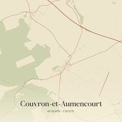 Obraz premium Vintage map of Couvron-et-Aumencourt, France.