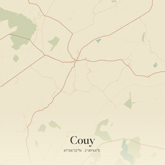 Vintage map of Couy, France.